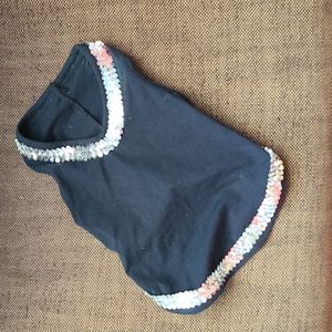 Black Sequin Doggie Tshirt